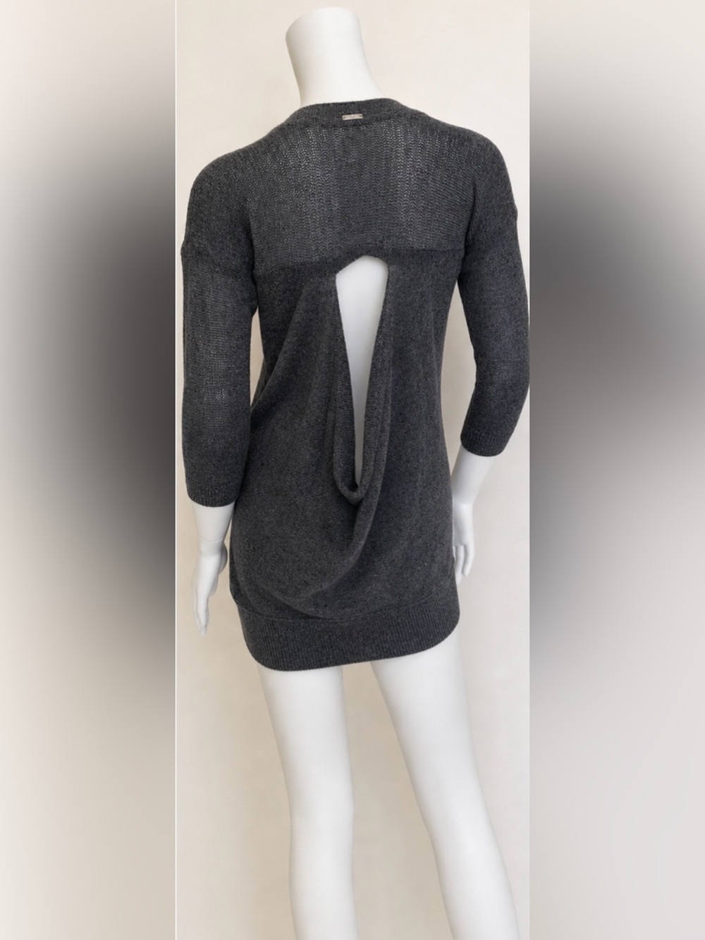 VPL LINEN KNIT BLOUSE DRESS LONG TOP TUNIC SWEATER BACK KEYHOLE M
